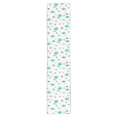 Space Age Diamonds Turquoise White Korte Tafelloper (Voorkant)