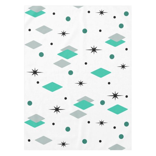 Space Age Diamonds Turquoise White Tafelkleed (Voorkant)