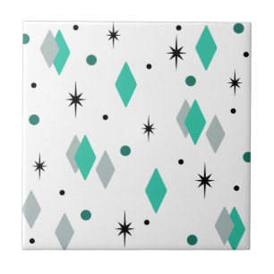 Space Age Diamonds Turquoise White Tegeltje