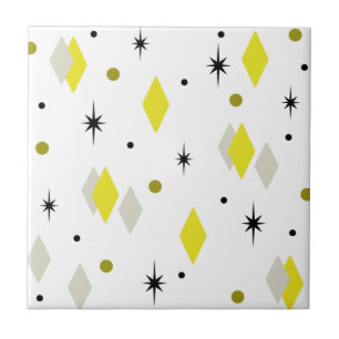 Space Age Diamonds Yellow Gray White Tegeltje