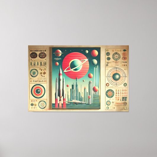 Space Age Interplanetary Coordinates Alien Relic Canvas Afdruk (Voorkant)