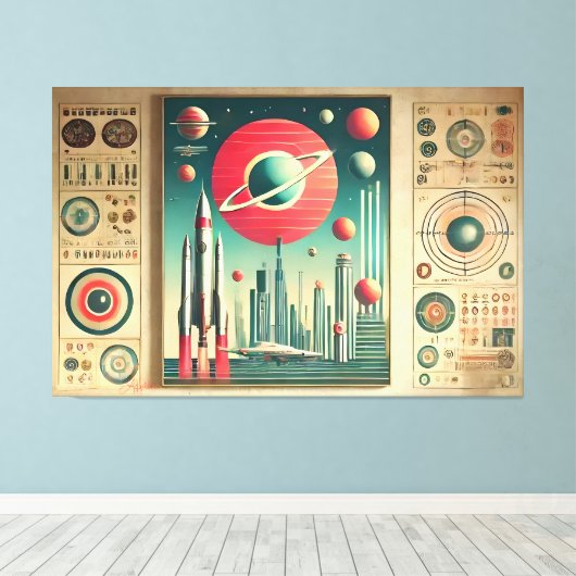 Space Age Interplanetary Coordinates Alien Relic Canvas Afdruk (Insitu (Houten vloer))