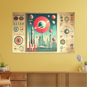 Space Age Interplanetary Coordinates Alien Relic Canvas Afdruk (Insitu (Woonkamer))