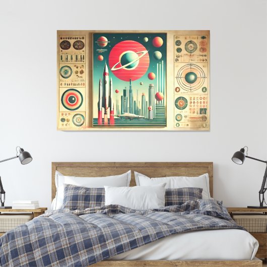 Space Age Interplanetary Coordinates Alien Relic Canvas Afdruk (Insitu (Slaapkamer))