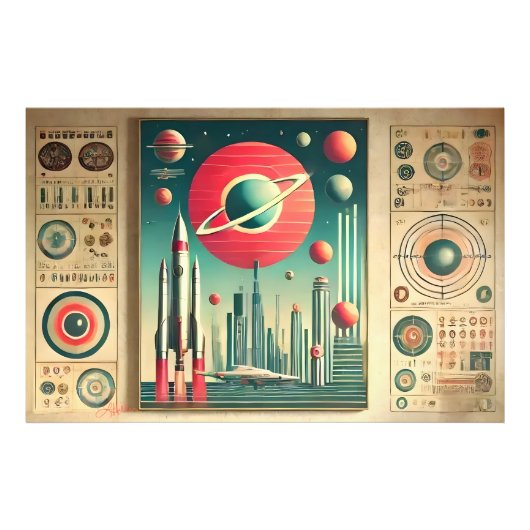 Space Age Interplanetary Coordinates Alien Relic Foto Afdruk (Voorkant)