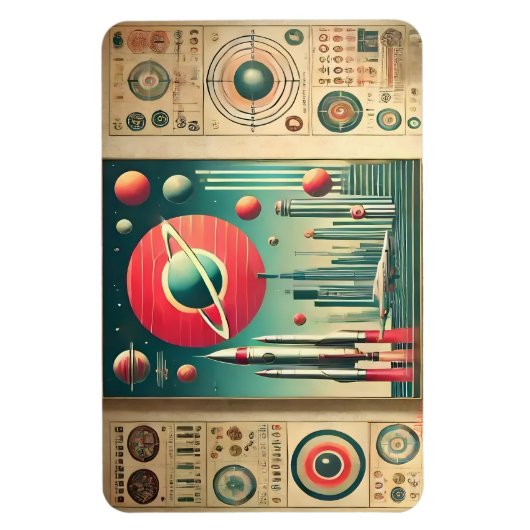 Space Age Interplanetary Coordinates Alien Relic Magneet (Verticaal)