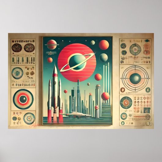 Space Age Interplanetary Coordinates Alien Relic Poster (Voorkant)