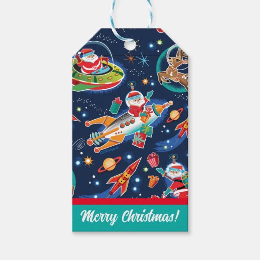 Space Age Kerstman Cadeaulabel (Voorkant)
