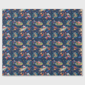 Space Age Kerstman Cadeaupapier (Vlak)