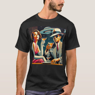 Space Age Las Vegas Gangster Martini Feest T-shirt