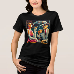 Space Age Las Vegas Gangster Martini Feest Tri-Blend Shirt