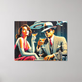 Space Age Las Vegas Gangster Martini Party Canvas Afdruk (Voorkant)