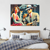 Space Age Las Vegas Gangster Martini Party Canvas Afdruk (Insitu (Slaapkamer))