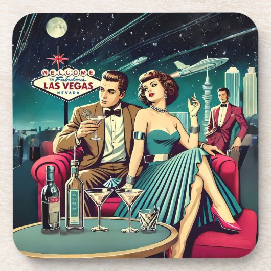 Space Age Las Vegas Martini Feest Bier Onderzetter (Voorkant)
