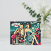 Space Age Las Vegas Martini Feest Briefkaart (Staand voorkant)