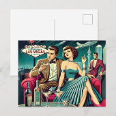 Space Age Las Vegas Martini Feest Briefkaart (Voorkant / Achterkant)