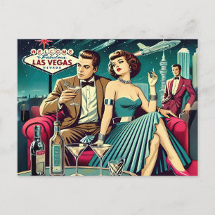 Space Age Las Vegas Martini Feest Briefkaart