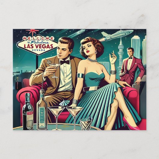Space Age Las Vegas Martini Feest Briefkaart (Voorkant)