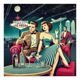 Space Age Las Vegas Martini Feest Foto Afdruk