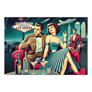 Space Age Las Vegas Martini Feest Foto Afdruk
