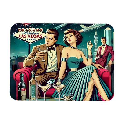 Space Age Las Vegas Martini Feest Magneet (Horizontaal)