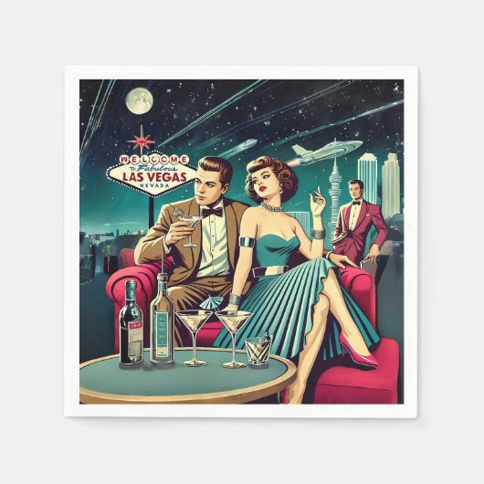 Space Age Las Vegas Martini Feest Servet (Voorkant)