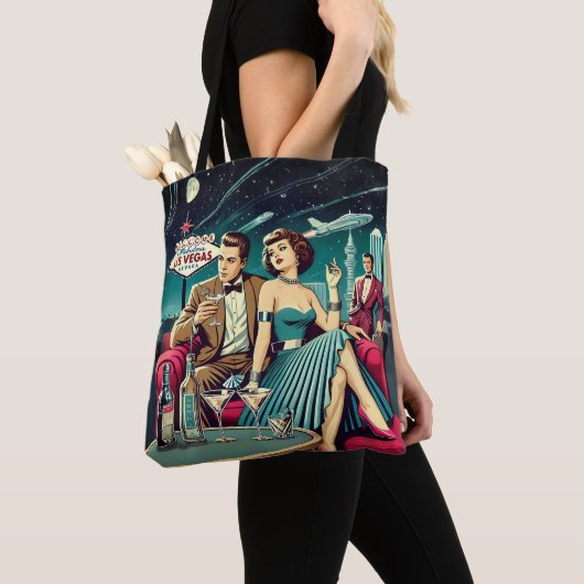 Space Age Las Vegas Martini Feest Tote Bag (Dichtbij)