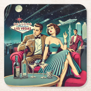 Space Age Las Vegas Martini Feestje Kartonnen Onderzetters