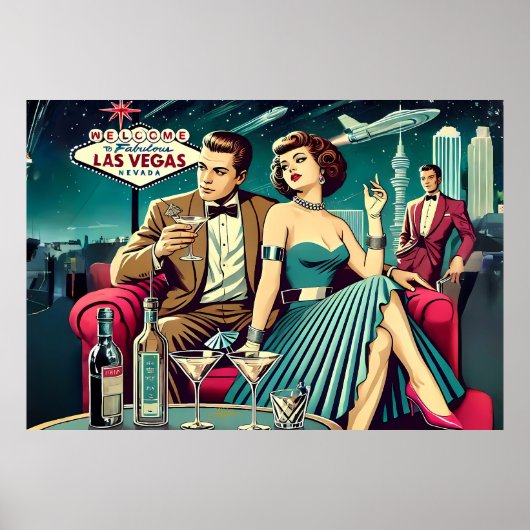 Space Age Las Vegas Martini Feestje Poster (Voorkant)