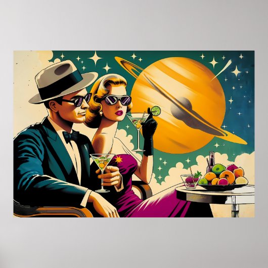 Space Age Las Vegas Martini Gangster Feest Poster (Voorkant)