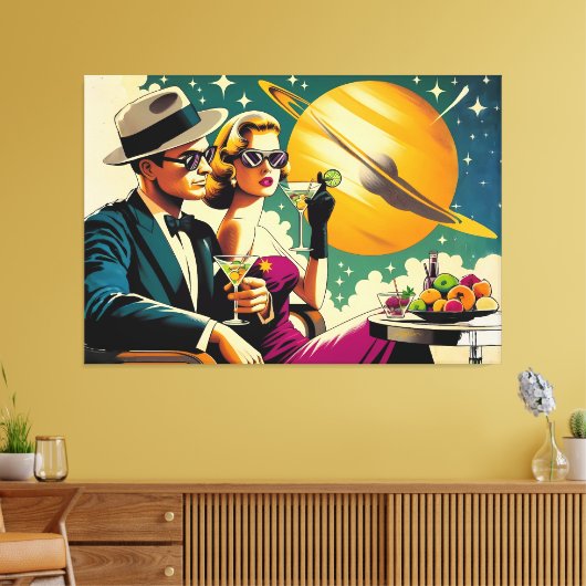 Space Age Las Vegas Martini Gangster Party Canvas Afdruk (Insitu (Woonkamer))
