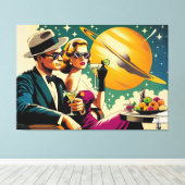 Space Age Las Vegas Martini Gangster Party Canvas Afdruk (Insitu (Houten vloer))