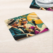 Space Age Las Vegas Martini Gangster Party Kartonnen Onderzetters (Schuin)