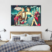 Space Age Las Vegas Martini Party Canvas Afdruk (Insitu (Slaapkamer))
