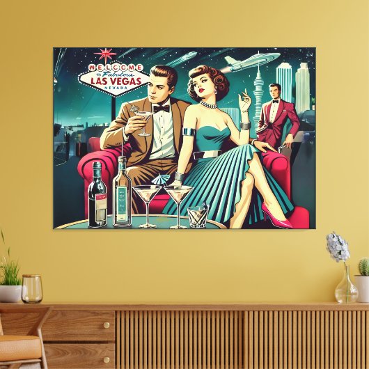 Space Age Las Vegas Martini Party Canvas Afdruk (Insitu (Woonkamer))
