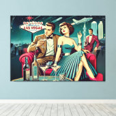 Space Age Las Vegas Martini Party Canvas Afdruk (Insitu (Houten vloer))