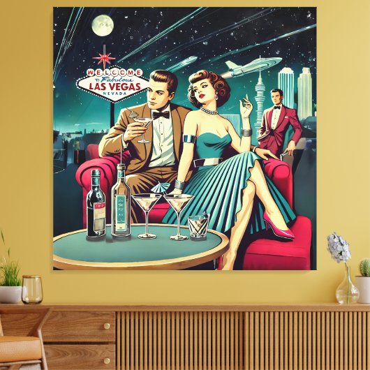 Space Age Las Vegas Martini Party Canvas Afdruk (Insitu (Woonkamer))