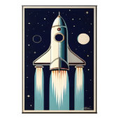 Space Age Retro 50s Rocket Ship Foto Afdruk (Voorkant)