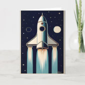 Space Age Retro 50s Rocket Ship Kaart (Voorkant)