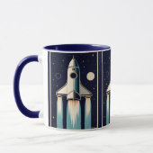 Space Age Retro 50s Rocket Ship Mok (Links)