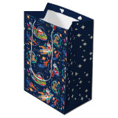 Space Age Santa Christmas Gift Bag Medium Cadeauzakje (Voorkant Gekanteld)