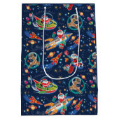 Space Age Santa Christmas Gift Bag Medium Cadeauzakje (Achterkant)