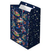 Space Age Santa Christmas Gift Bag Medium Cadeauzakje (Achterkant Gekanteld)