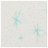 Space Age Turquoise Starburst Combed Cotton Fabric Stof (Close Up)