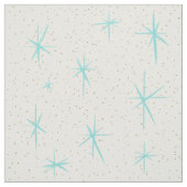 Space Age Turquoise Starburst Combed Cotton Fabric Stof (Swatch)