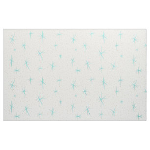 Space Age Turquoise Starburst Combed Cotton Fabric Stof