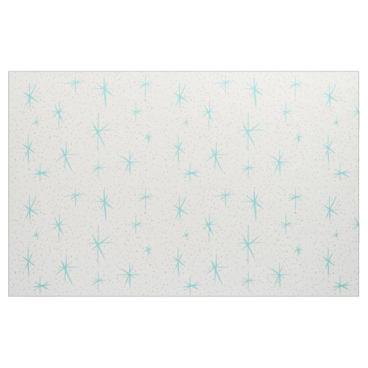 Space Age Turquoise Starburst Combed Cotton Fabric Stof (Fat Quarter)