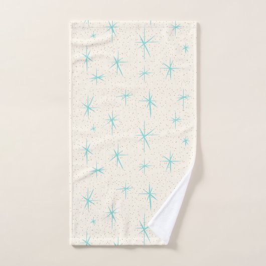 Space Age Turquoise Starburst Towel Set Bad Handdoek (Handdoek)