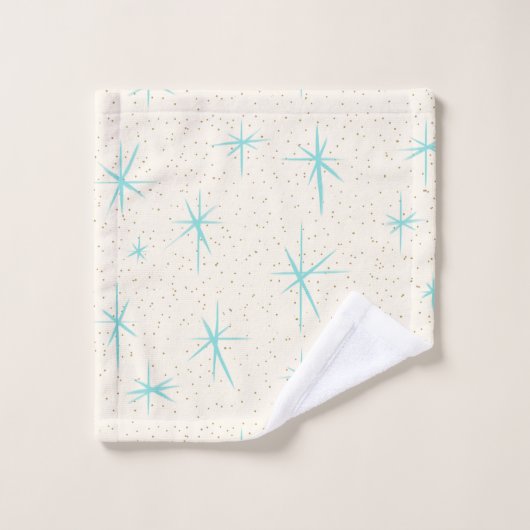 Space Age Turquoise Starburst Towel Set Bad Handdoek (Wasdoekje)