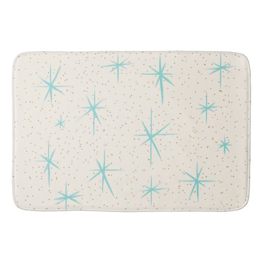 Space Age Turquoise Starbursts Bath Mat (Voorkant)